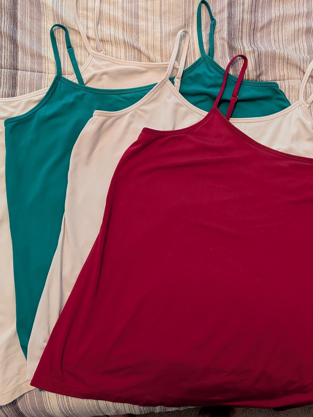 Lane Bryant Four-Pack Spaghetti Strap Camisoles in Burgundy, Teal & 2 White